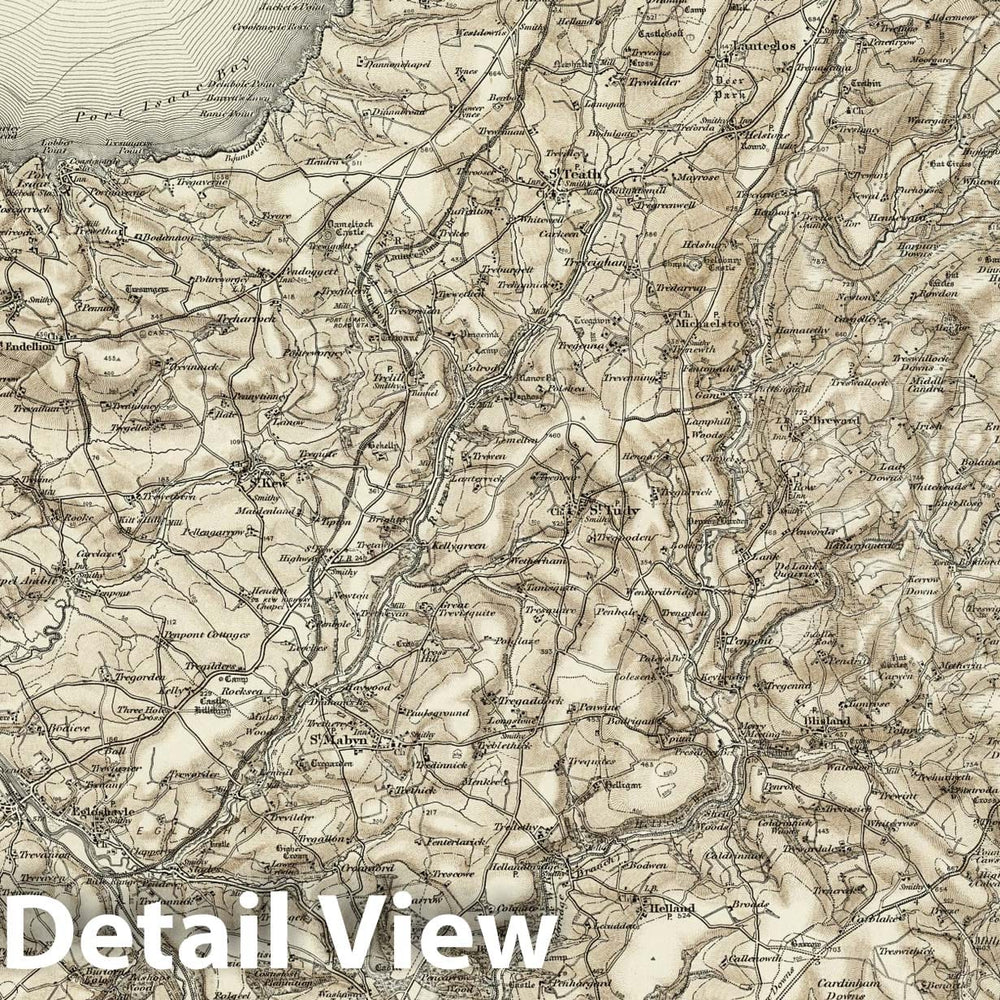 Historic Map : 336 Camelford (Hills) 1895 - Vintage Wall Art