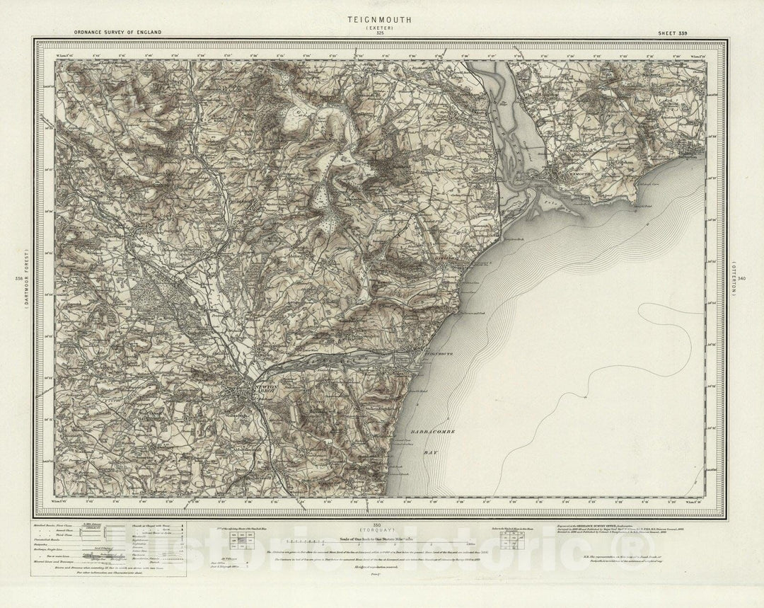 Historic Map : 339 Teignmouth (Hills) 1898 - Vintage Wall Art