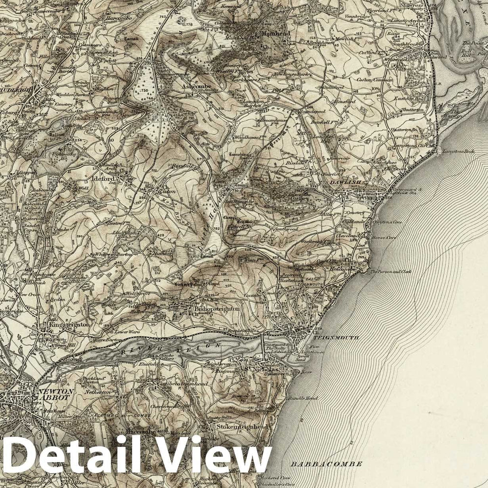 Historic Map : 339 Teignmouth (Hills) 1898 - Vintage Wall Art
