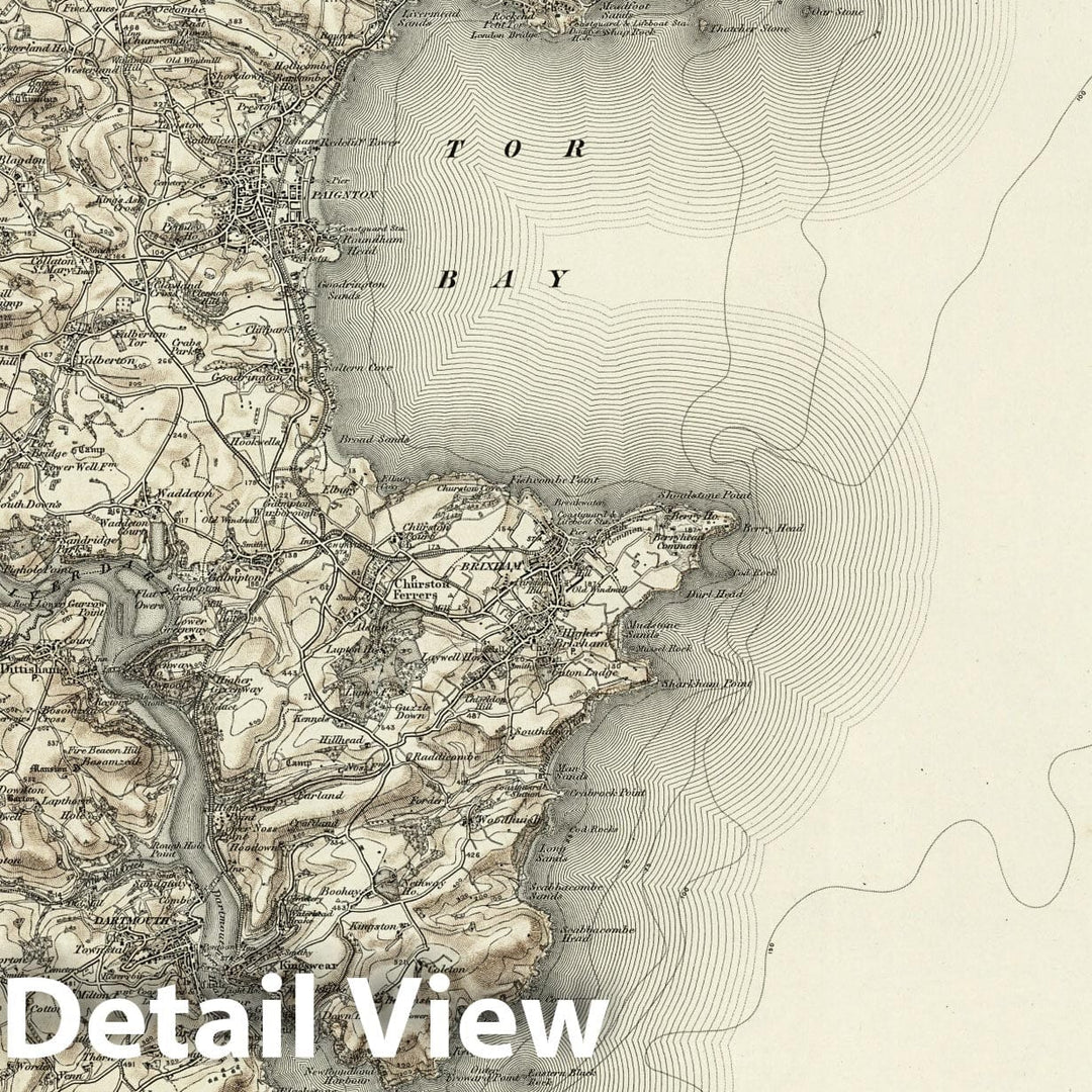 Historic Map : 350 Torquay (Hills) 1898 - Vintage Wall Art