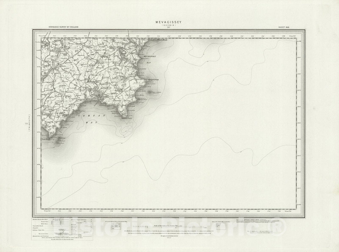 Historic Map : 353 Mevagissey 1895 - Vintage Wall Art