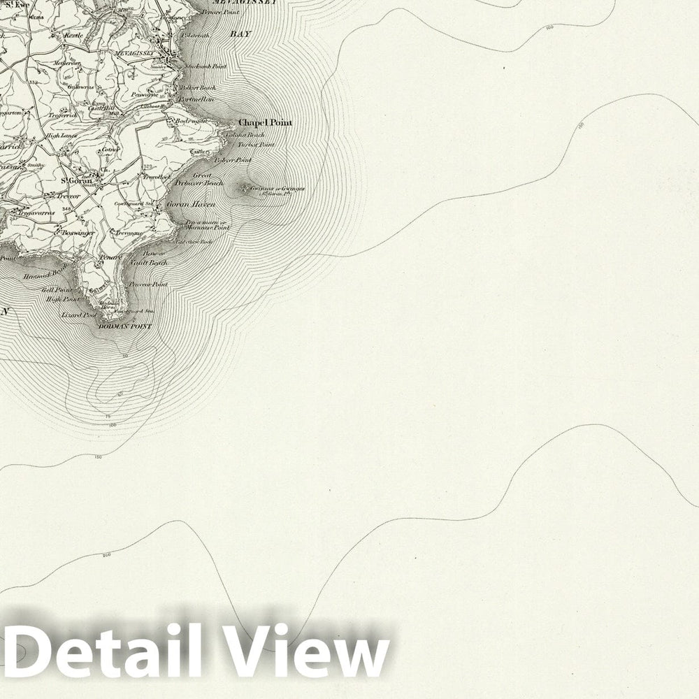 Historic Map : 353 Mevagissey 1895 - Vintage Wall Art