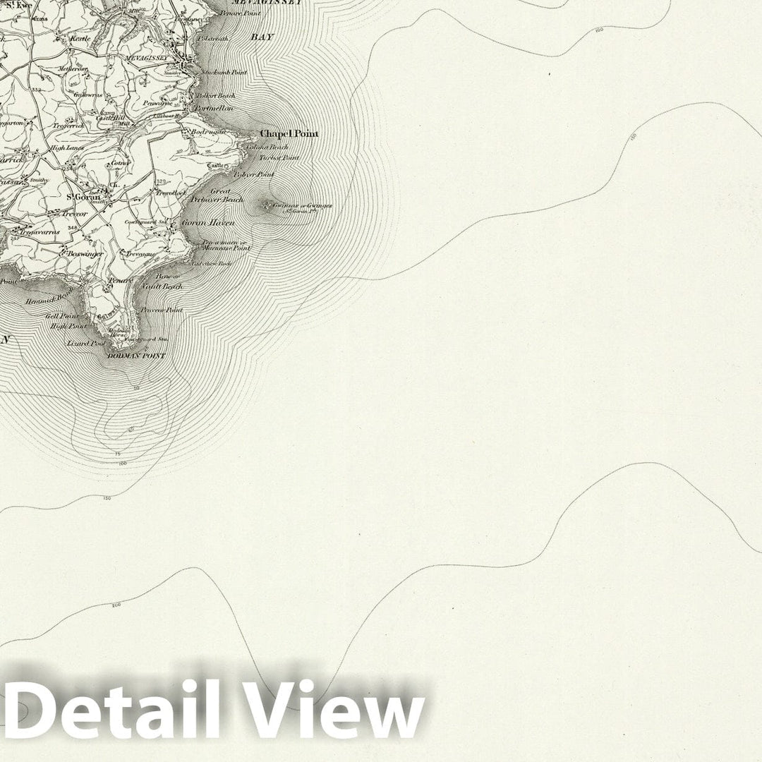Historic Map : 353 Mevagissey 1895 - Vintage Wall Art
