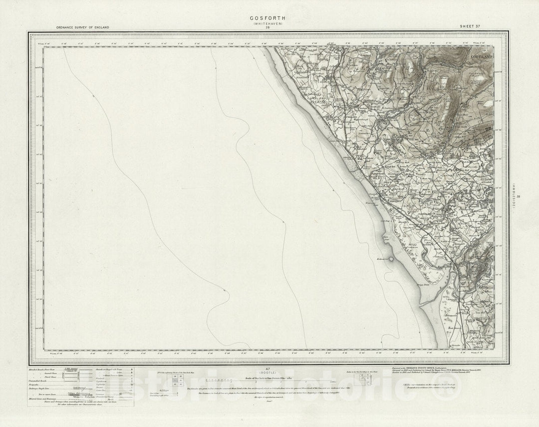 Historic Map : 37 Gosforth (Hills) 1897 - Vintage Wall Art