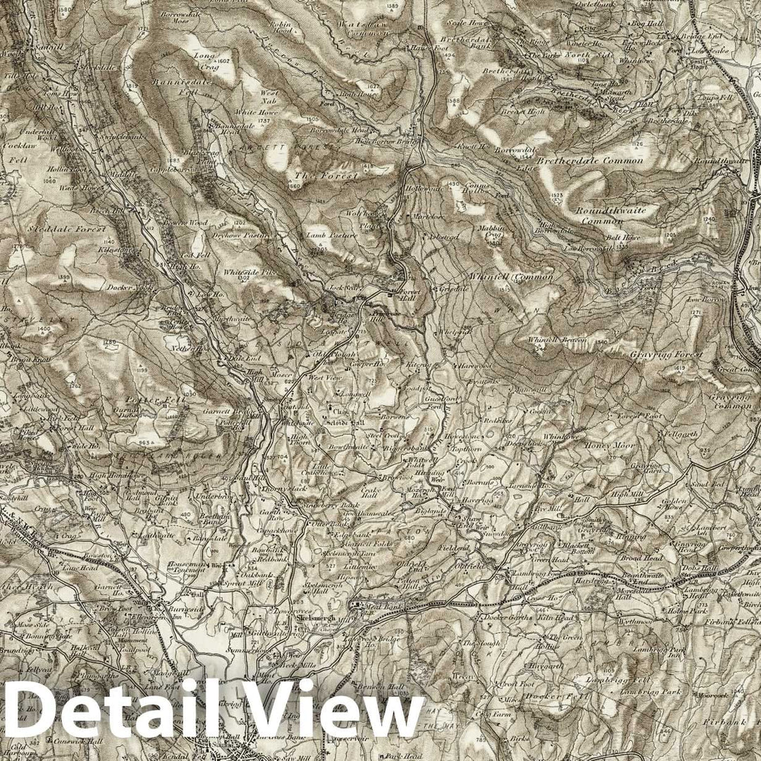 Historic Map : 39 Kendal (Hills) 1898 - Vintage Wall Art