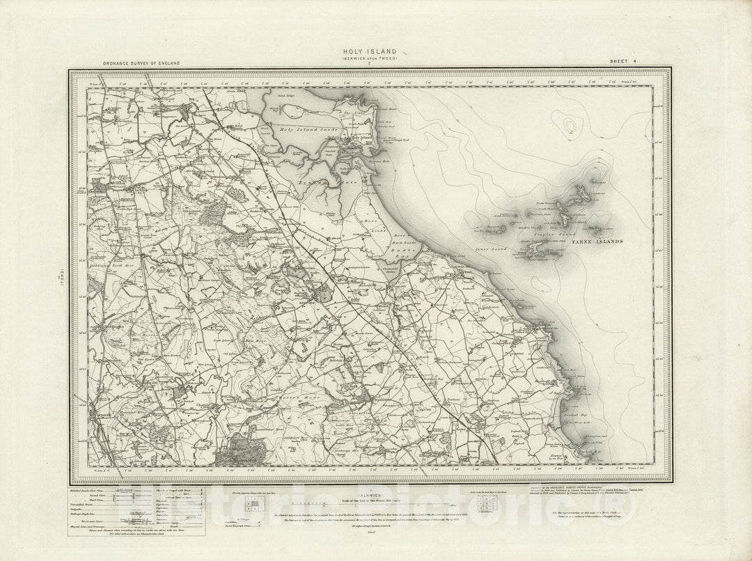Historic Map : 4 Holy Island 1897 - Vintage Wall Art