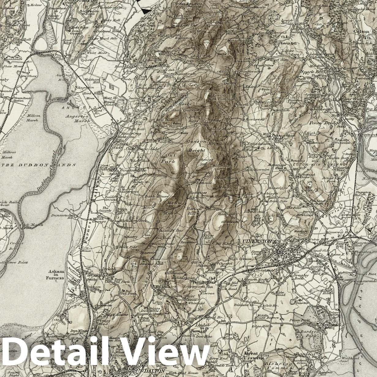 Historic Map : 48 Ulverston (Hills) 1898 - Vintage Wall Art
