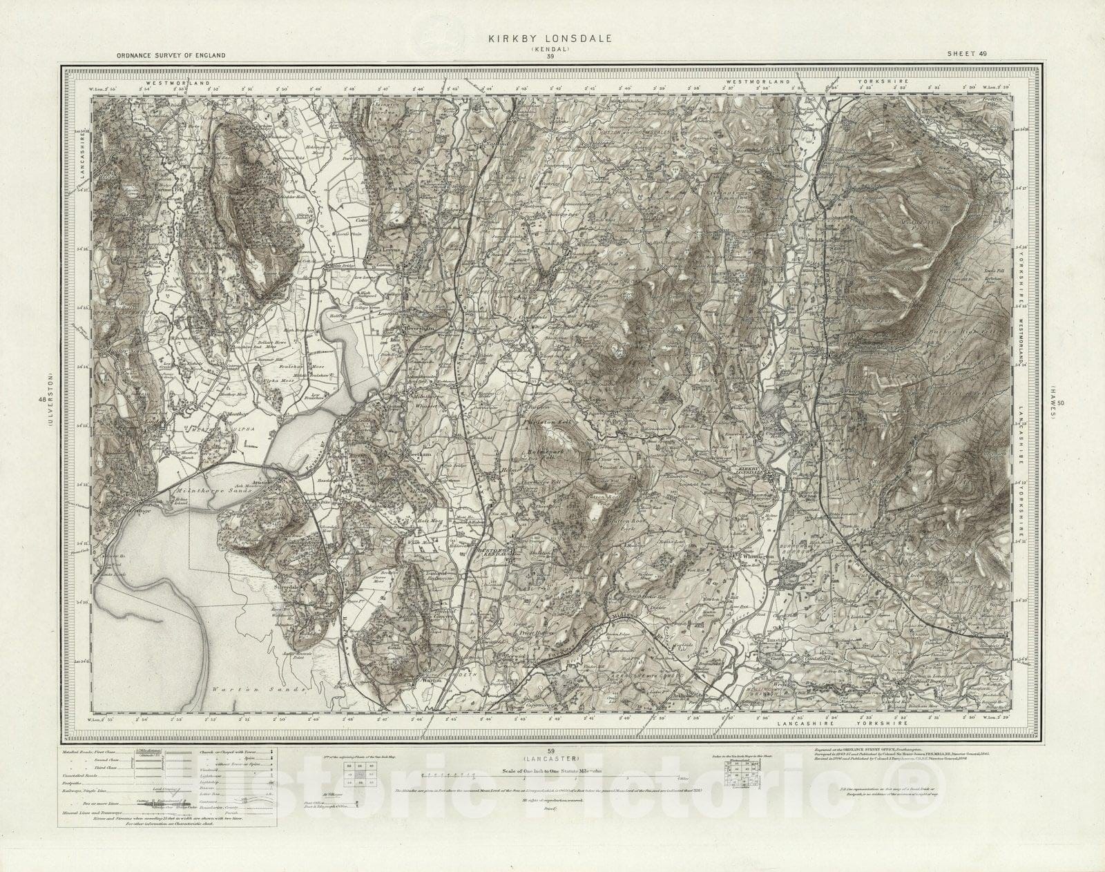 Historic Map : 49 Kirkby Lonsdale (Hills) 1898 - Vintage Wall Art