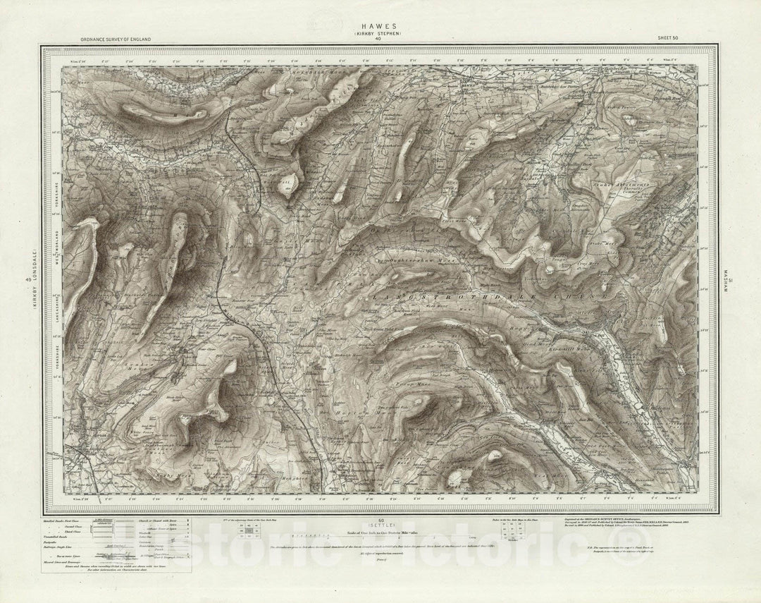 Historic Map : 50 Hawes (Hills) 1898 - Vintage Wall Art