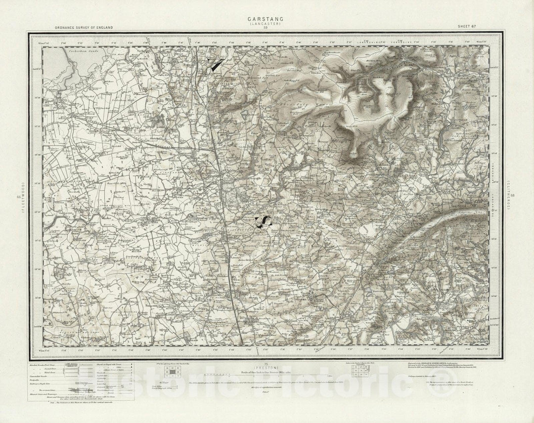 Historic Wall Map : 67 Garstang (Hills) 1898 - Vintage Wall Art