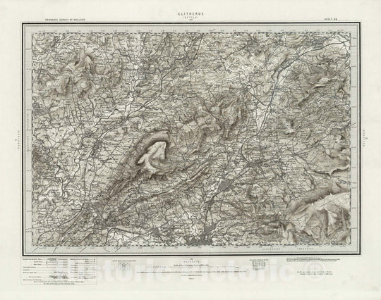 Historic Map : 68 Clitheroe (Hills) 1898 - Vintage Wall Art