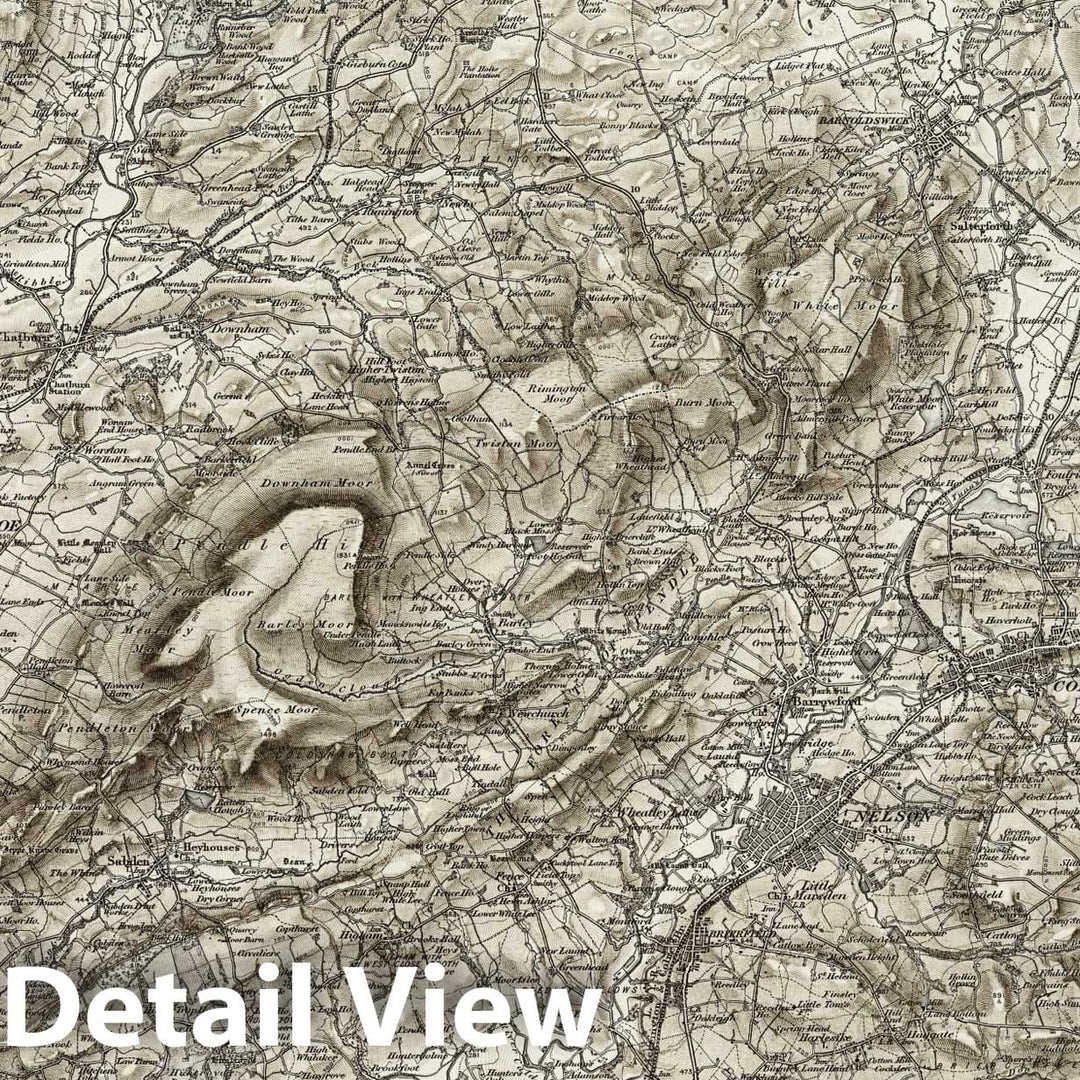 Historic Map : 68 Clitheroe (Hills) 1898 - Vintage Wall Art