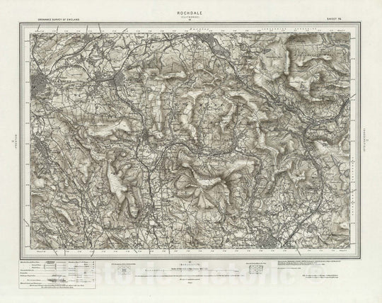 Historic Map : 76 Rochdale (Hills) 1896 - Vintage Wall Art