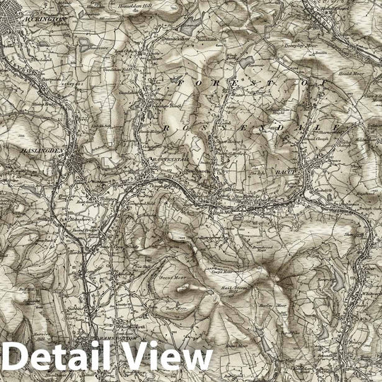 Historic Map : 76 Rochdale (Hills) 1896 - Vintage Wall Art