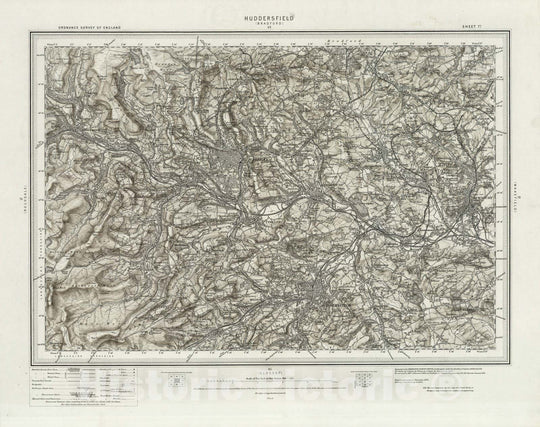 Historic Map : 77 Huddersfield (Hills) 1896 - Vintage Wall Art