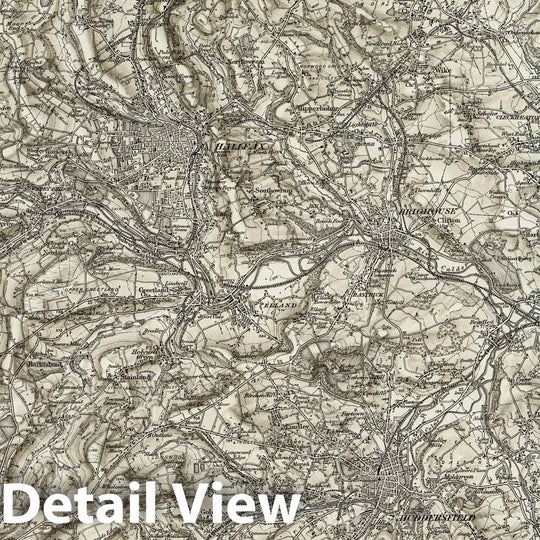 Historic Map : 77 Huddersfield (Hills) 1896 - Vintage Wall Art