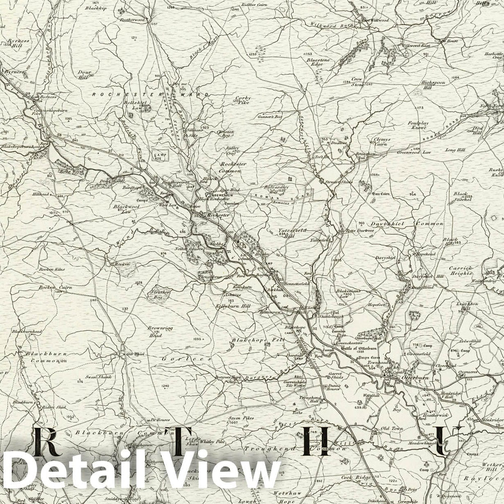 Historic Map : 8 Elsdon 1897 - Vintage Wall Art