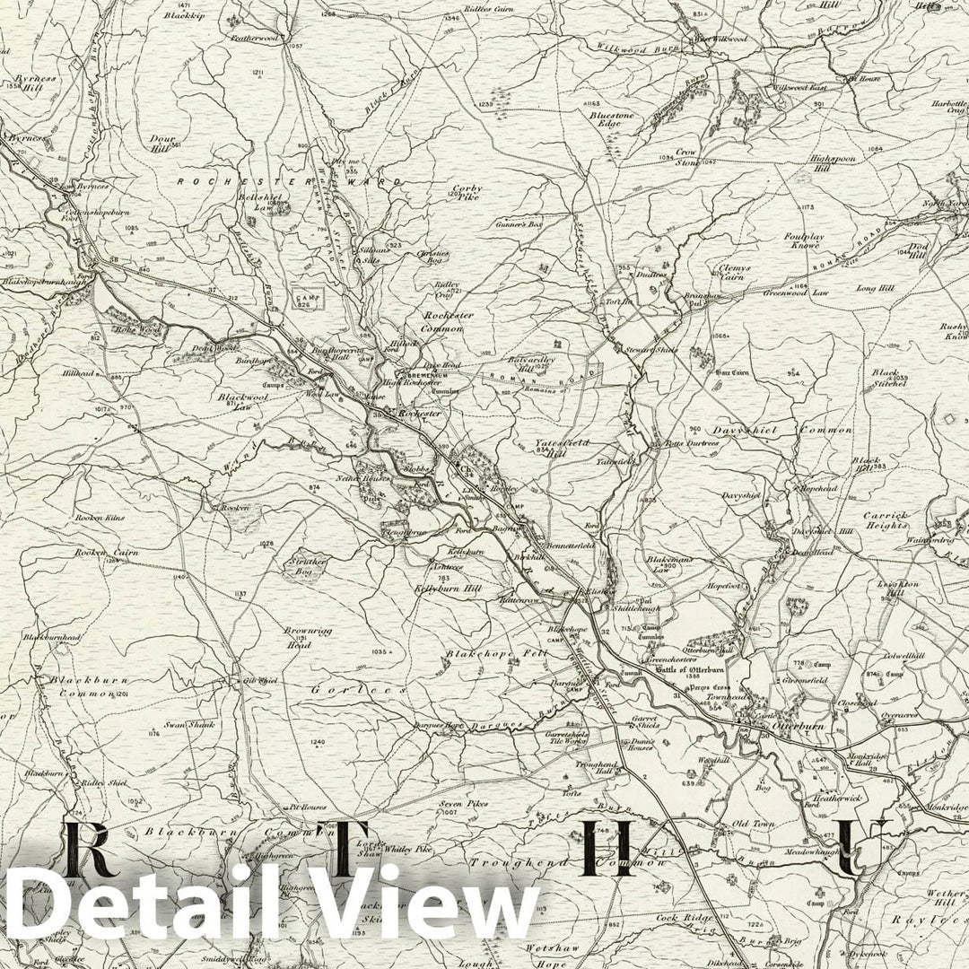 Historic Map : 8 Elsdon 1897 - Vintage Wall Art