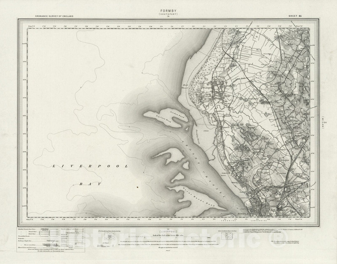 Historic Wall Map : 83 Formby (Hills) 1896 - Vintage Wall Art
