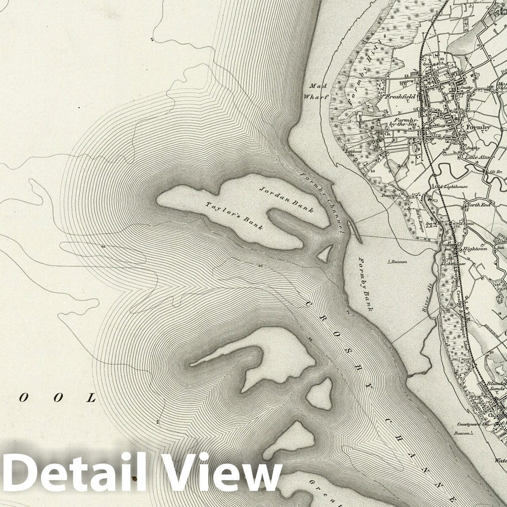 Historic Wall Map : 83 Formby (Hills) 1896 - Vintage Wall Art