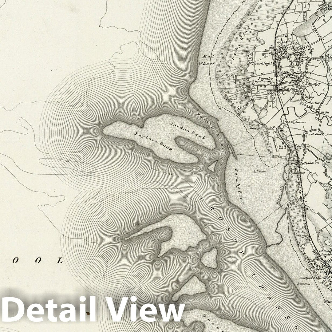 Historic Wall Map : 83 Formby (Hills) 1896 - Vintage Wall Art