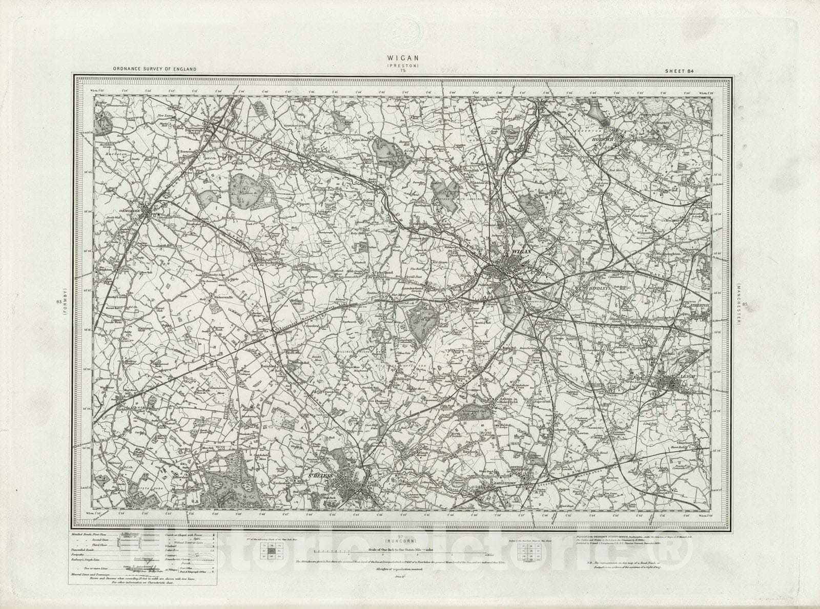 Historic Map : 84 Wigan 1896 - Vintage Wall Art