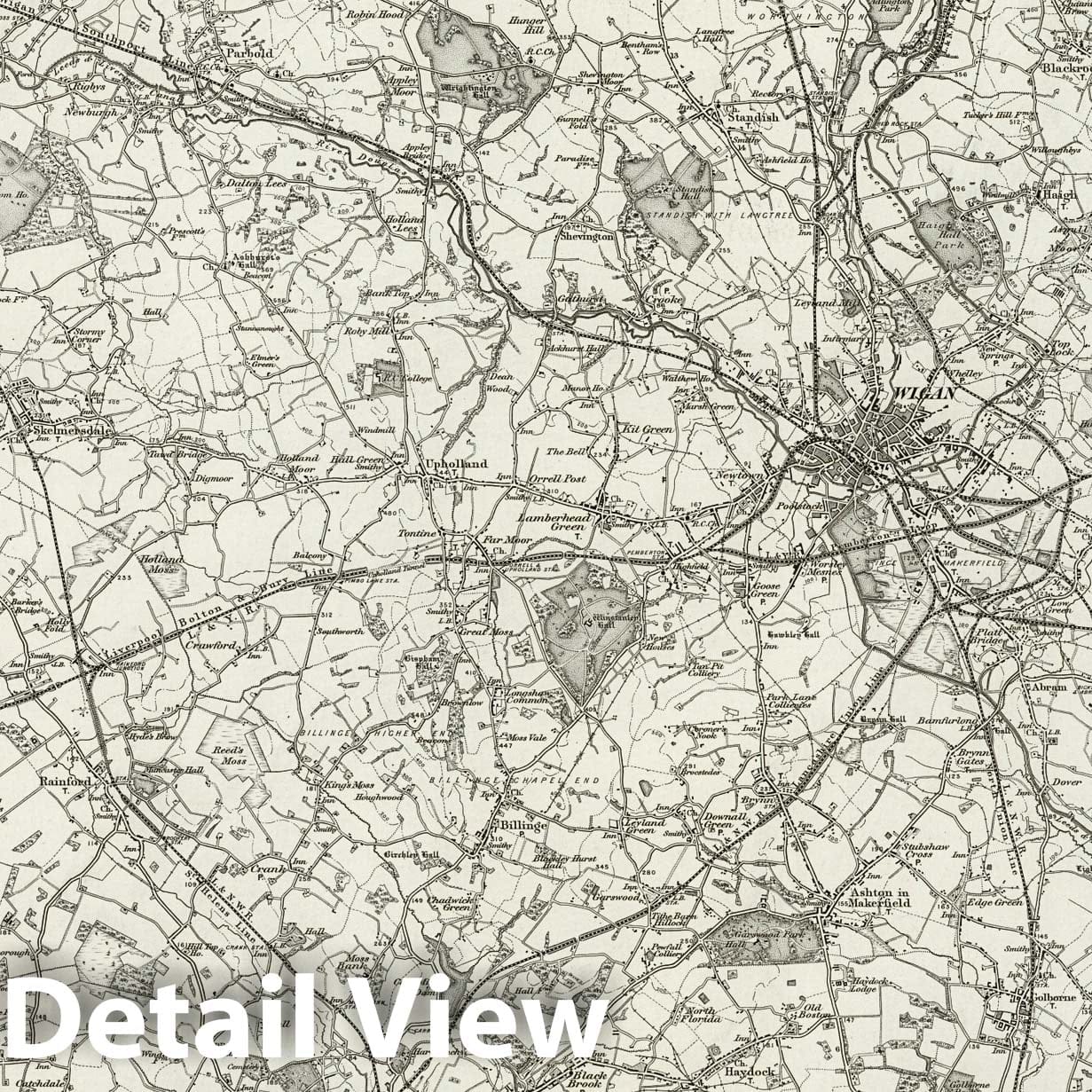 Historic Map : 84 Wigan 1896 - Vintage Wall Art