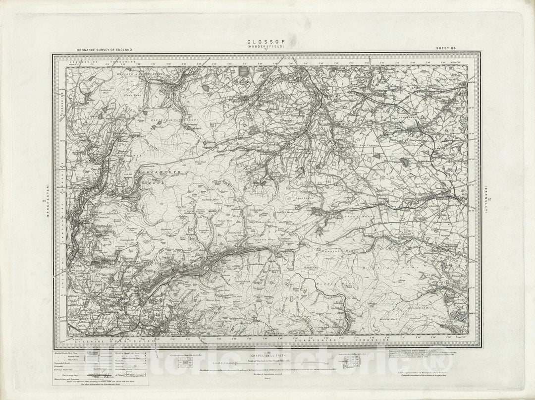 Historic Map : 86 Glossop 1896 - Vintage Wall Art