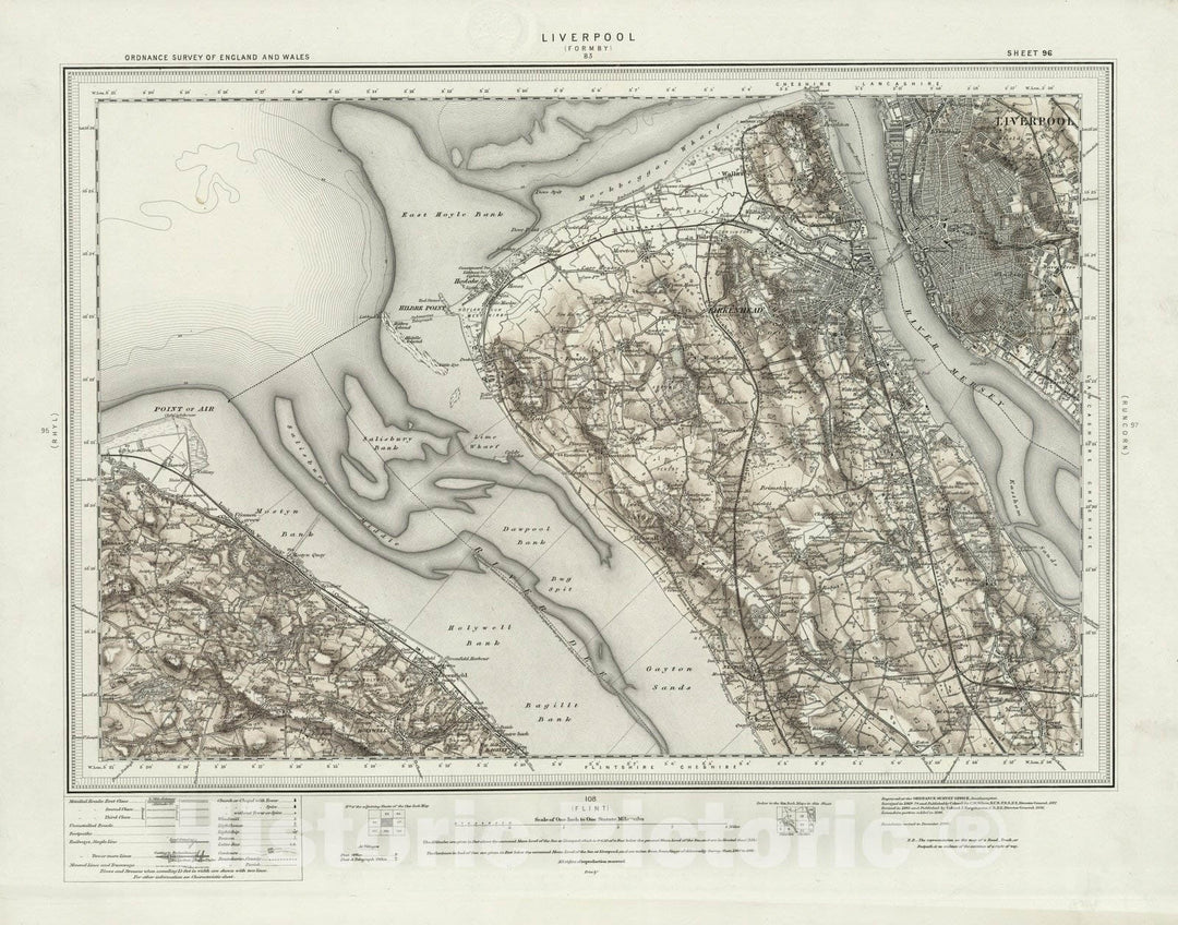 Historic Map : 96 Liverpool (Hills) 1896 - Vintage Wall Art