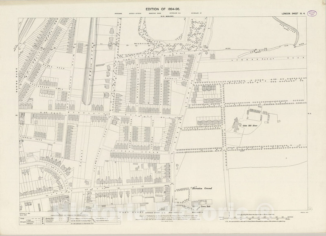 Historic Map : London (England), City Atlas Map, London Sheet III.4 1895 - Vintage Wall Art