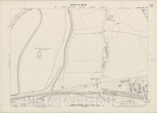 Historic Map : London (England), City Atlas Map, London Sheet III.39 1895 - Vintage Wall Art