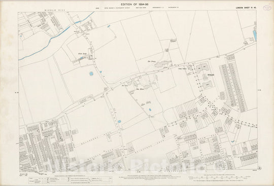 Historic Map : London (England), City Atlas Map, London Sheet III.40 1895 - Vintage Wall Art