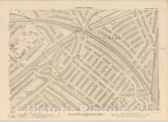 Historic Map : London (England), City Atlas Map, London Sheet III.64 1895 - Vintage Wall Art