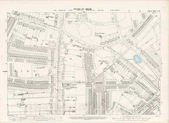 Historic Map : London (England), City Atlas Map, London Sheet III.67 1895 - Vintage Wall Art