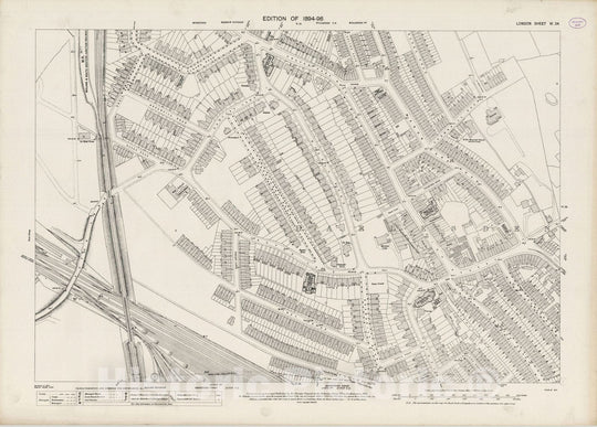 Historic Map : England , London (England), London (England), City Atlas Map, London Sheet VI.24 1894 , Vintage Wall Art