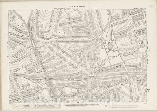 Historic Map : London (England), City Atlas Map, London Sheet VII.8 1895 - Vintage Wall Art