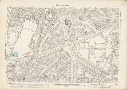 Historic Map : London (England), City Atlas Map, London Sheet VII.94 1895 - Vintage Wall Art