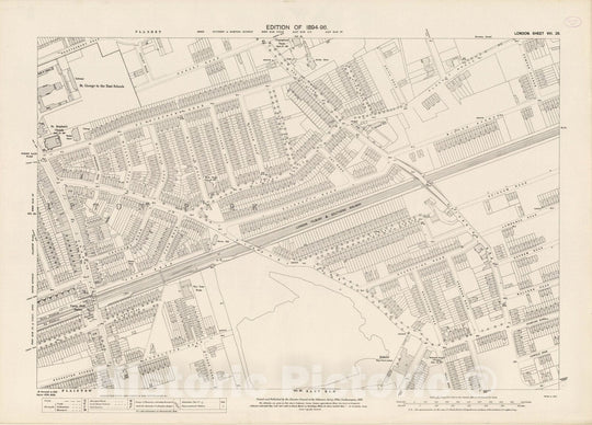Historic Map : London (England), City Atlas Map, London Sheet VIII.25 1895 - Vintage Wall Art