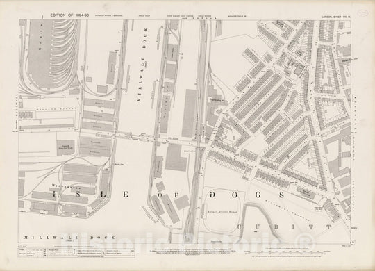 Historic Map : London (England), City Atlas Map, London Sheet VIII.91 1895 - Vintage Wall Art