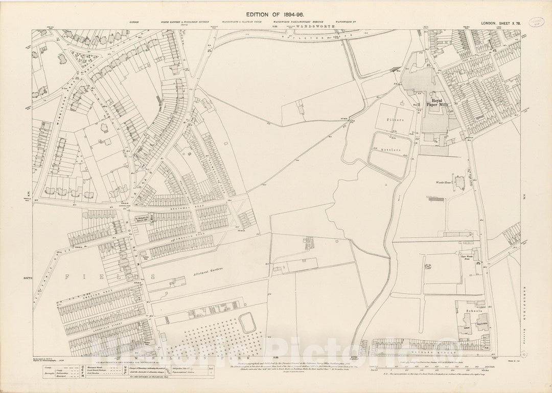 Historic Map : London (England), City Atlas Map, London Sheet X.78 1895 - Vintage Wall Art