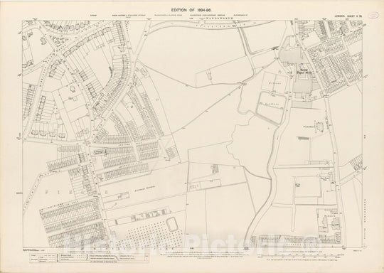 Historic Map : London (England), City Atlas Map, London Sheet X.78 1895 - Vintage Wall Art