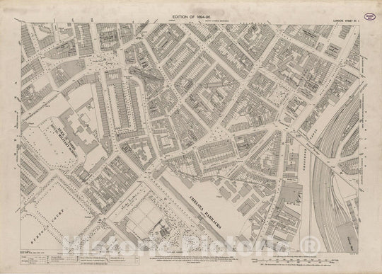 Historic Map : London (England), City Atlas Map, London Sheet XI.1 1895 - Vintage Wall Art