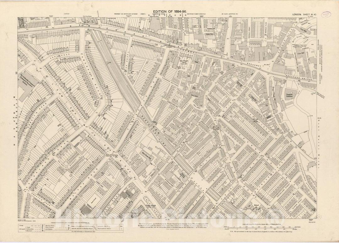 Historic Map : London (England), City Atlas Map, London Sheet XI.40 1895 - Vintage Wall Art