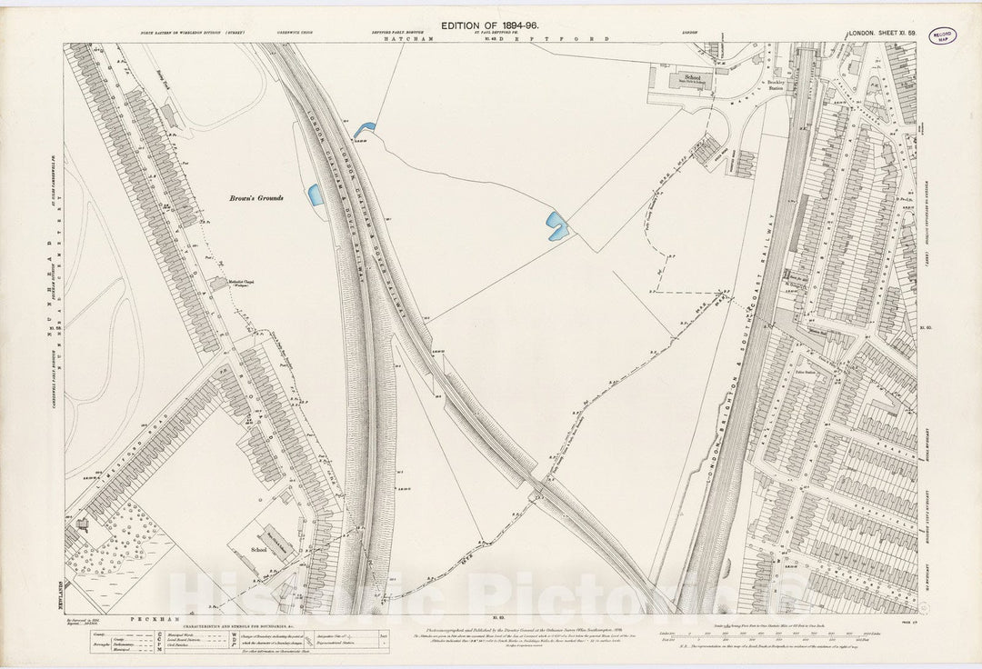 Historic Map : London (England), City Atlas Map, London Sheet XI.59 1895 - Vintage Wall Art