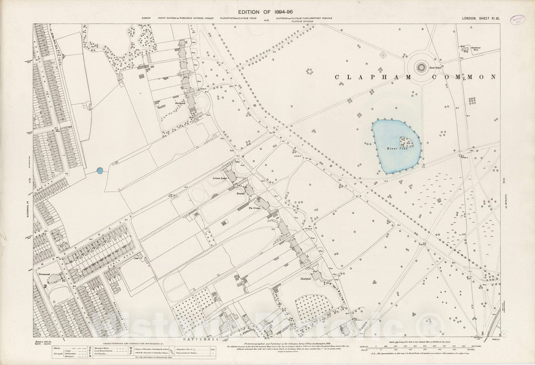 Historic Wall Map : London (England), City Atlas Map, London Sheet XI.61 1895 - Vintage Wall Art