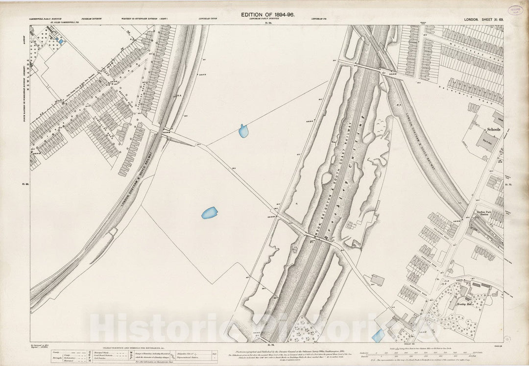 Historic Map : London (England), City Atlas Map, London Sheet XI.69 1895 - Vintage Wall Art