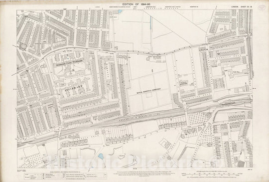 Historic Map : London (England), City Atlas Map, London Sheet XII.13 1895 - Vintage Wall Art