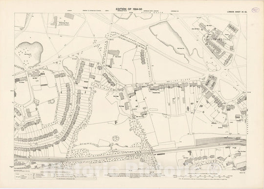 Historic Map : London (England), City Atlas Map, London Sheet XII.42 1895 - Vintage Wall Art
