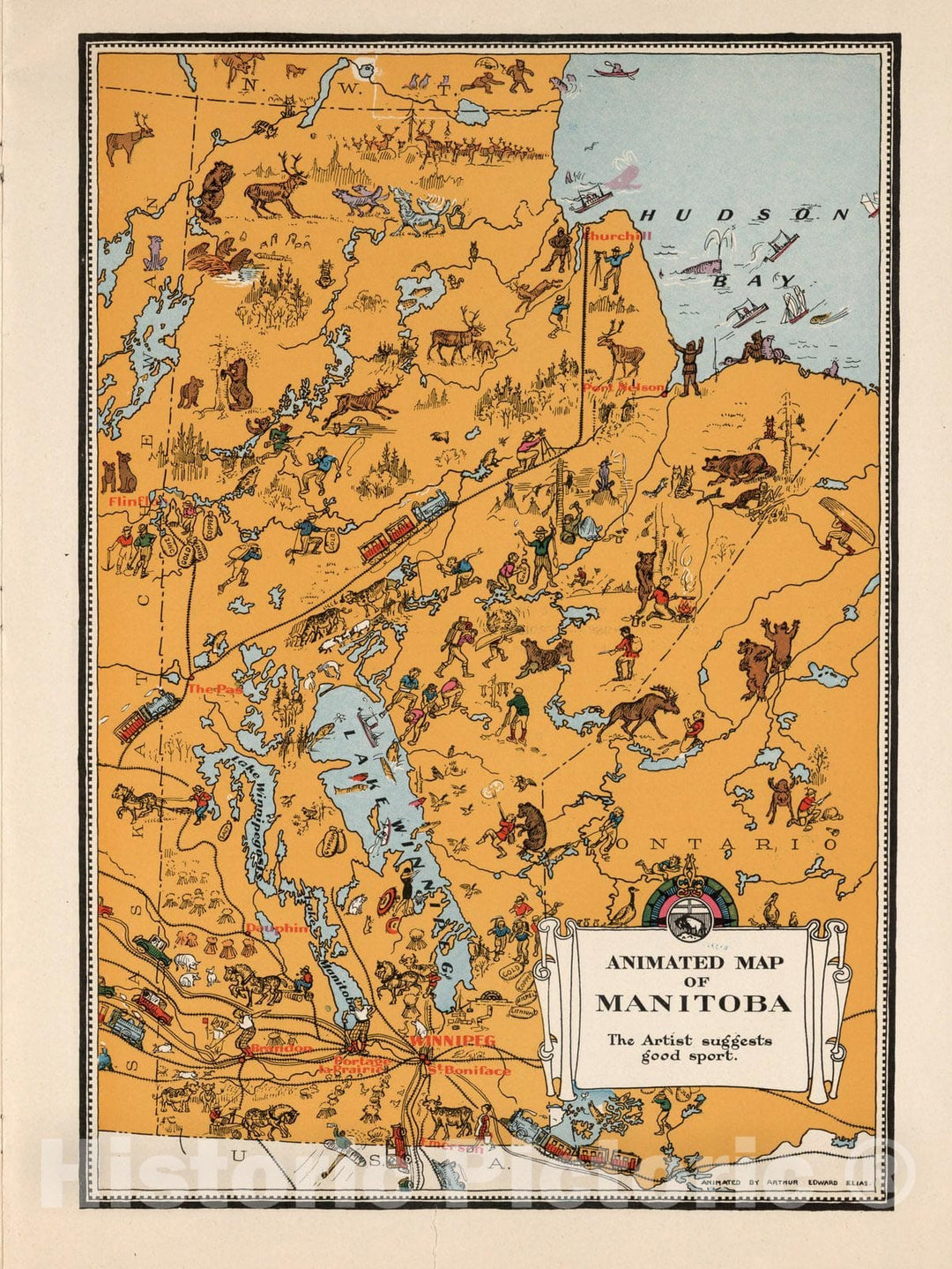 Historic Map : Manitoba. 1929 - Vintage Wall Art