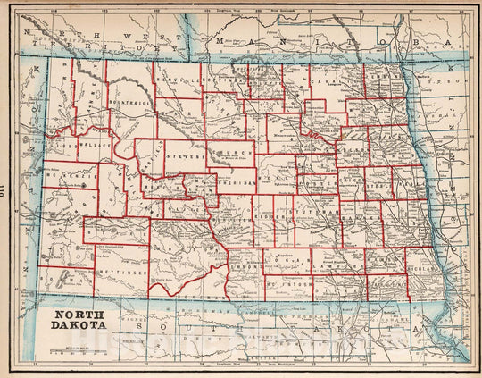 Historic Map : World Atlas Map, North Dakota 1893 - Vintage Wall Art ...